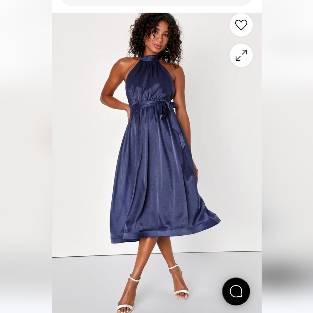 Elegant Navy Halter Dress